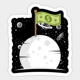 Space Money – Dollar Sign On A Moon Surface Space Lover Sticker